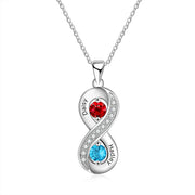 925 Silver Custom Two Names Infinity Necklace with Birthstones