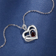 925 Sterling Silver One Birthstone Heart Necklace