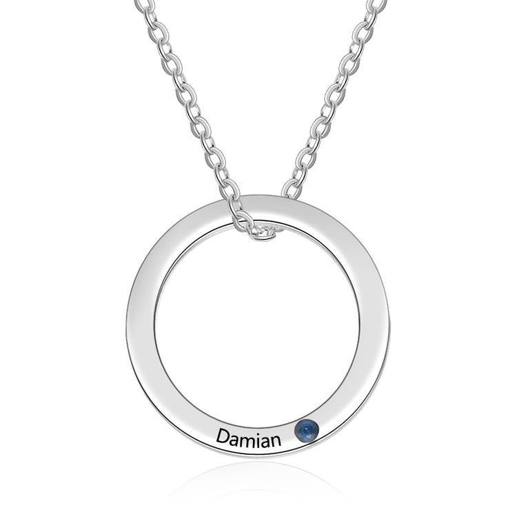 Custom Name And Birthstone Circle Necklace