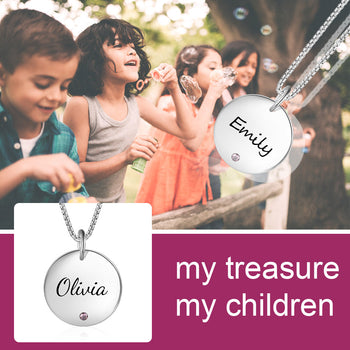 Stainless Steel Round Name Pendant Necklace