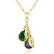 Birthstone Personalized Rhodium Plated Necklace