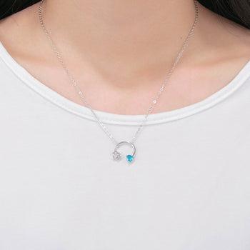 Paw Necklace with Heart Shape Stone - For Pet Lovers!
