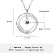 Stainless Steel Birthstone Circle Necklace