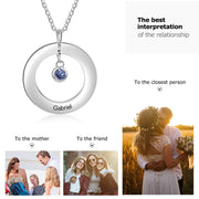 Stainless Steel Birthstone Circle Necklace