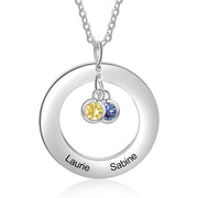Stainless Steel Birthstone Circle Necklace