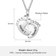Personalized Rhodium Plated Feet Necklace