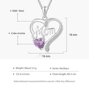 Birthstone Rhodium Plated Mom Necklace