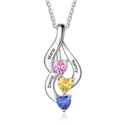 S925 Customized Heart Shape Birthstone Pendant Necklace