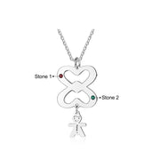 Birthstone & Engraved Stainless Steel Necklace