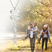 Birthstone & Engraved Stainless Steel Necklace