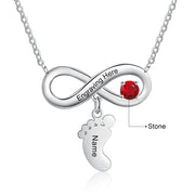 Personalized Birthstone Infinity Baby Feet Necklace