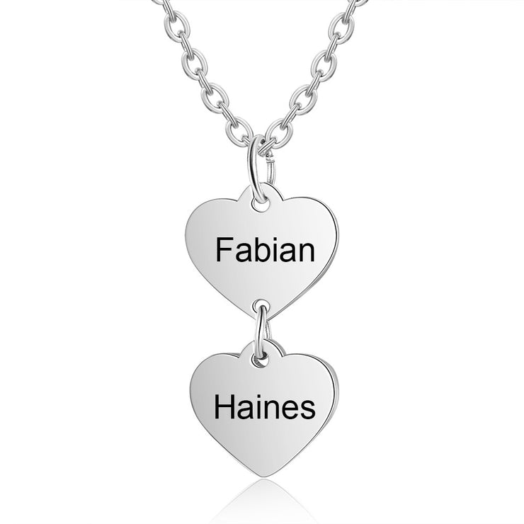 Engraving Stainless Steel Heart Pendant Necklace