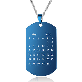 Stainless Steel Blue Shield Shape Pendant Necklaces with Personalized Photo