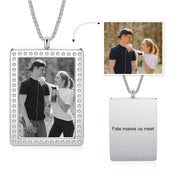 Stainless Steel Rectangle Photo Pendant Necklaces