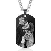 Personalised Photo Black Shield Pendant Necklace