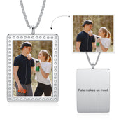 Stainless Steel Rectangle Photo Pendant Necklaces
