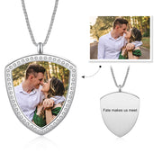 Stainless Steel Shield Personalized Photo Pendant Necklace