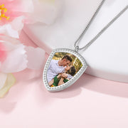 Stainless Steel Shield Personalized Photo Pendant Necklace