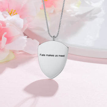 Stainless Steel Shield Personalized Photo Pendant Necklace