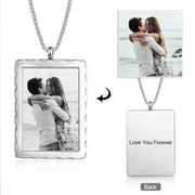 Stainless Steel Personalized Photo Square Shape Pendant Necklace
