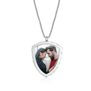 Stainless Steel Personalized Photo Shield Shape Pendant Necklace