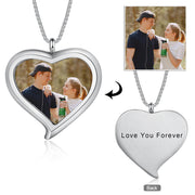 Stainless Steel Heart Shape Photo Pendant Necklace