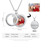 Personalized Stainless Steel Christmas Star Deer Photo Necklace