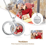 Personalized Stainless Steel Christmas Star Deer Photo Necklace