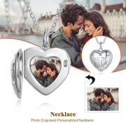 Personalized Photo Heart Shape Box Pendant Necklace