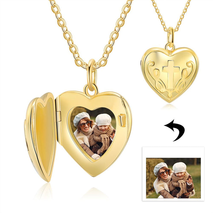 Personalized Photo Heart Shape Box Pendant Necklace