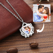 Copper Flower Shape Pendant Necklace with Personalized Photo