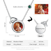 Rhodium Plated Christmas Santa Hat Photo Necklace