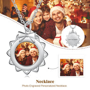 Rhodium Plated Christmas Bow Photo Necklace