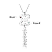 Birthstone & Engraved Stainless Steel Necklace