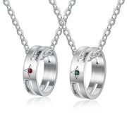 Stainless Steel Birthstone Ring Couple Necklace