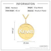 Personalized Rhodium Plated Football Name Necklace