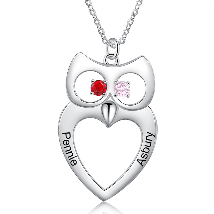 Rhodium Plated Owl Necklace