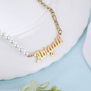 Personalized Stainless Steel Pearl Name Necklace