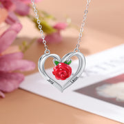 Personalized Rose Flower Heart Necklace