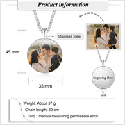 Engraving Stainless Steel Photo Necklace