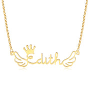 Personalized Crown Wing Name Necklace