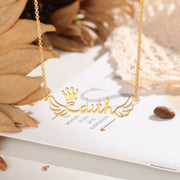 Personalized Crown Wing Name Necklace