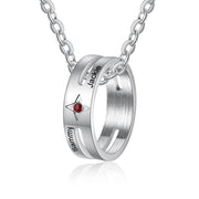 Stainless Steel Birthstone Ring Couple Necklace