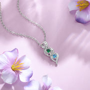 Personalized Rhodium Plated Birthstone Necklace