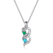 Personalized Rhodium Plated Birthstone Necklace