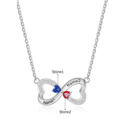 Rhodium Plated Double Heart Necklace