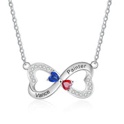 Rhodium Plated Double Heart Necklace