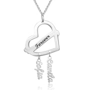 Personalized Rhodium Plated Heart Shape Name Necklace