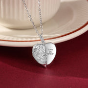 Personalized Rhodium Plated Heart Wing Photo Necklace