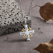 Stainless Steel Cross Birthstone Necklace